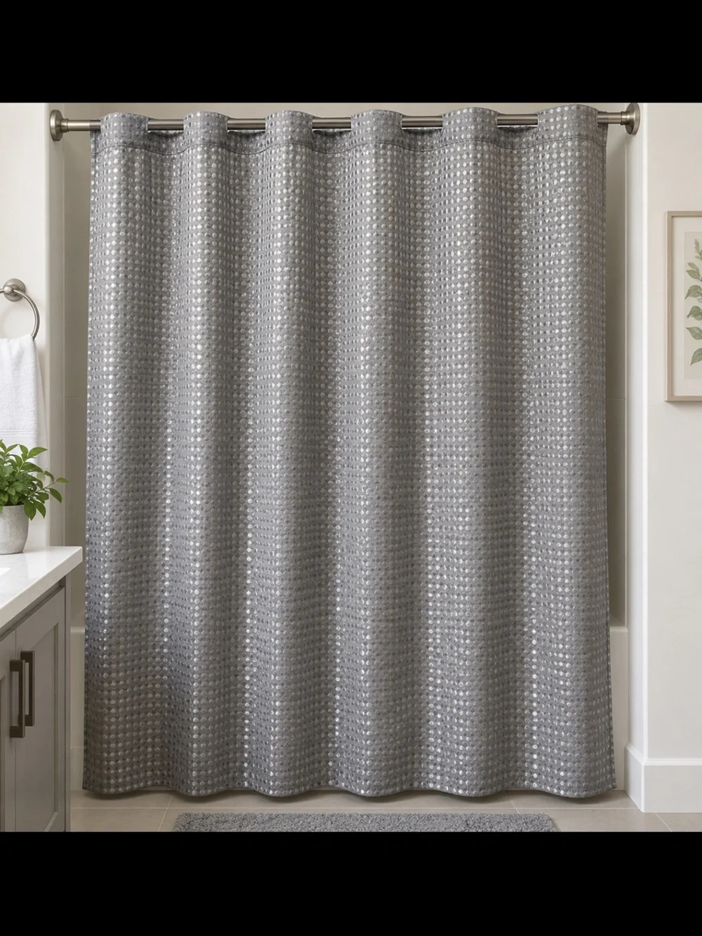 SORTTO No Hook Shower Curtain Snap-In Liner Gray Polyester 71x74/70Wx54L Liner